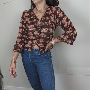 Le Chateau Floral Roses Blouse Vintage Size Small